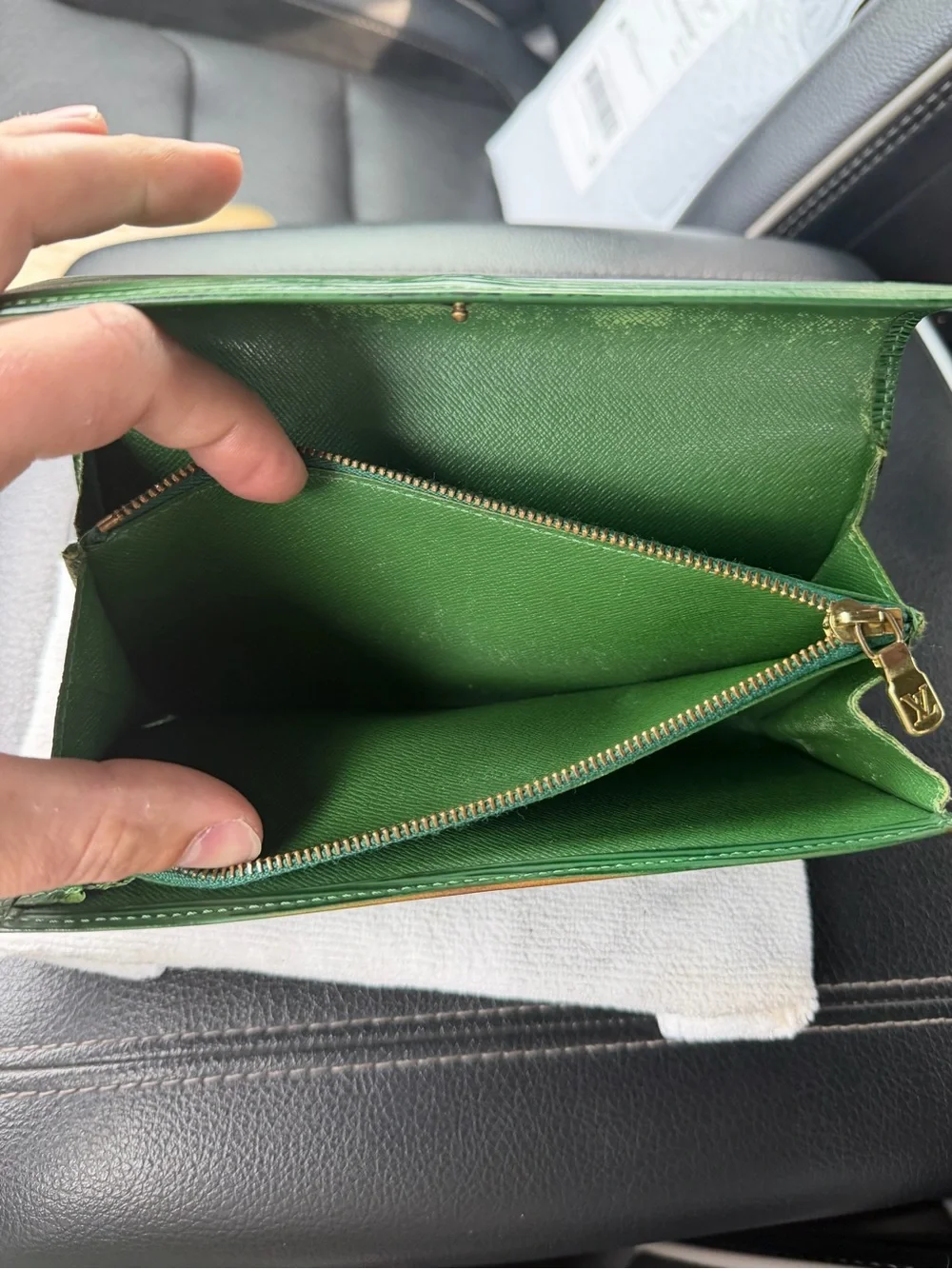 Authentic Louis Vuitton Green Epi Leather Continental Sarah Wallet COA Included